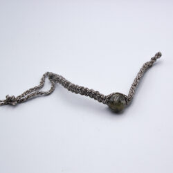 14mm Authentic Ganesh Himal Natural Chlorite Crystal Bracelet Square Knot Hemp Thread for Women, Grey