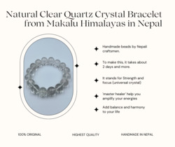 14mm Mount Makalu Natural Himalayan Nepal Clear Quartz Crystal Bracelet for Women, Clear
