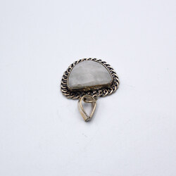 Style 2 Natural Moonstone Crystal Locket Unisex, 2cm, Silver/Grey