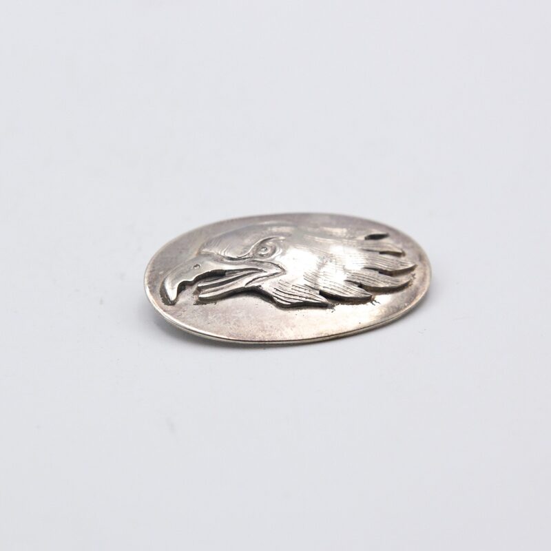 Exquisite 925 Silver Eagle Head Design Brooch, Silver