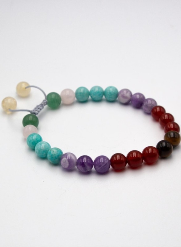 8mm Natural Seven Chakra Crystal Bracelet for Women, Multicolour