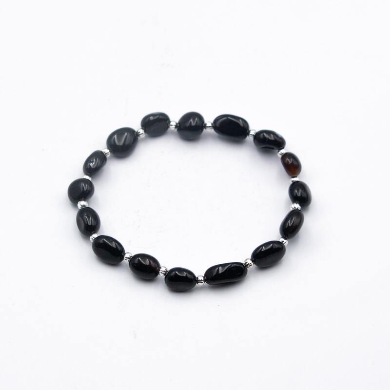 The Timeless Beauty of Pearl Shapes Black Obsidian Crystal Bracelets for Women, Black