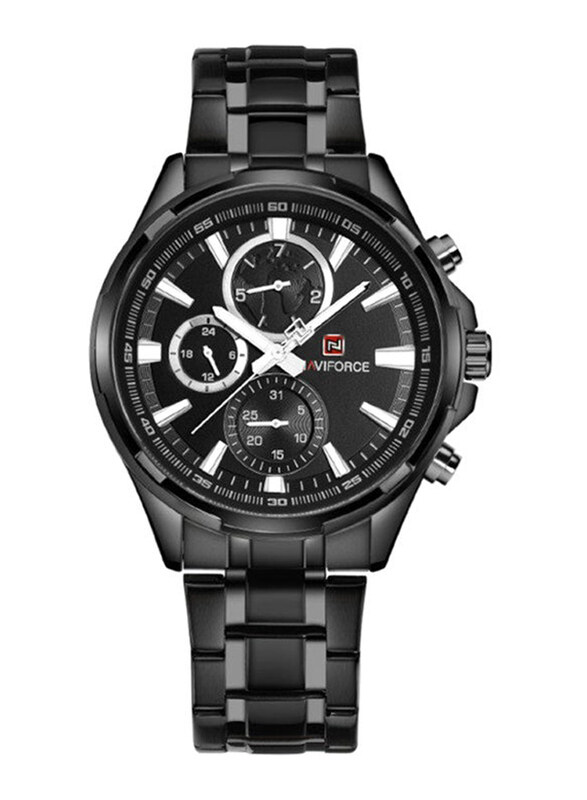 

Naviforce Analog Watch for Men with Stainless Steel Band, Water Resistant and Chronograph, NF9089, Black