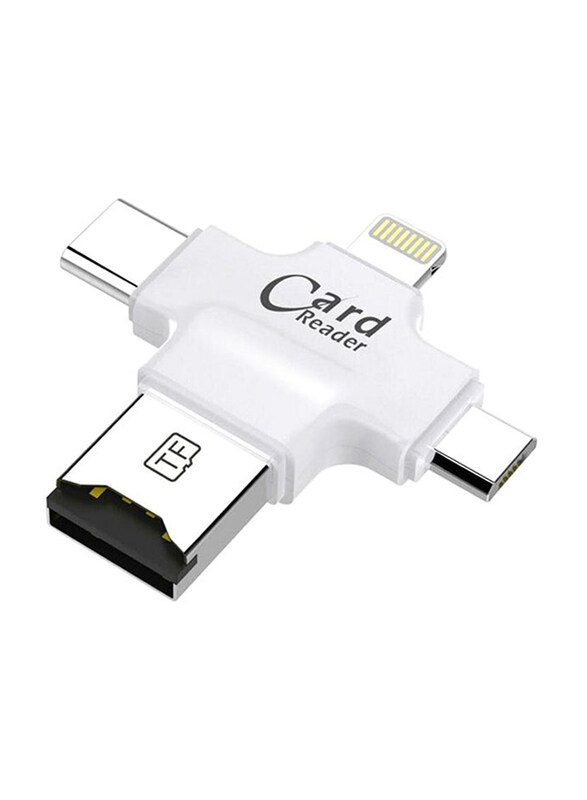 

Generic 4-in-1 USB OTG TF Micro SD Card Reader Adapter, White