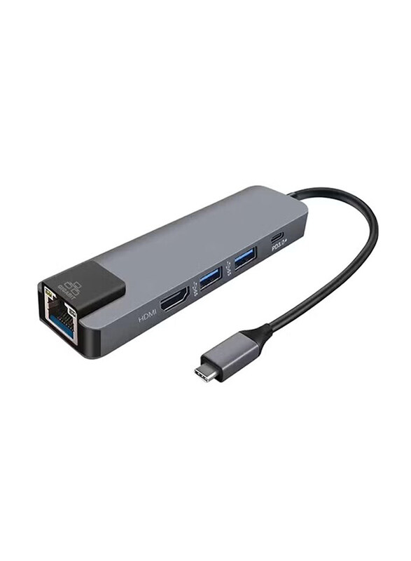 

Generic 3 Port Type-C Gigabit Ethernet Lan Adapter for MacBook Pro, Grey