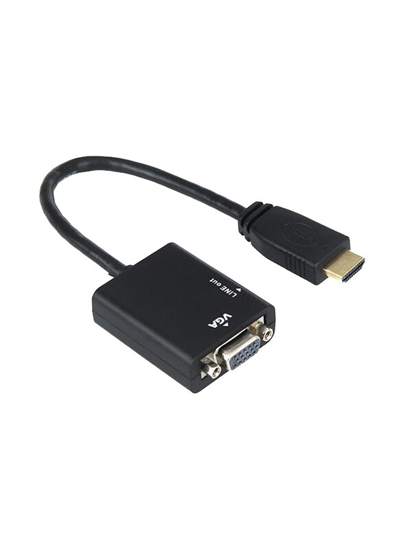 

Generic VGA Female Cable Video Converter Adapter, HDMI to VGA for Display Devices with Audio Output, Black