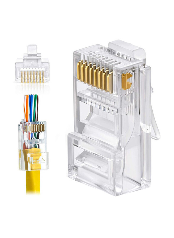 

Generic Cat 6 Modular RJ45 Connectors, 100 Pieces, Clear/Gold