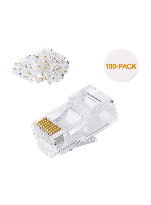 

Generic Cat 6 Modular Rj45 Connectors, 100 Pieces, Clear/Gold