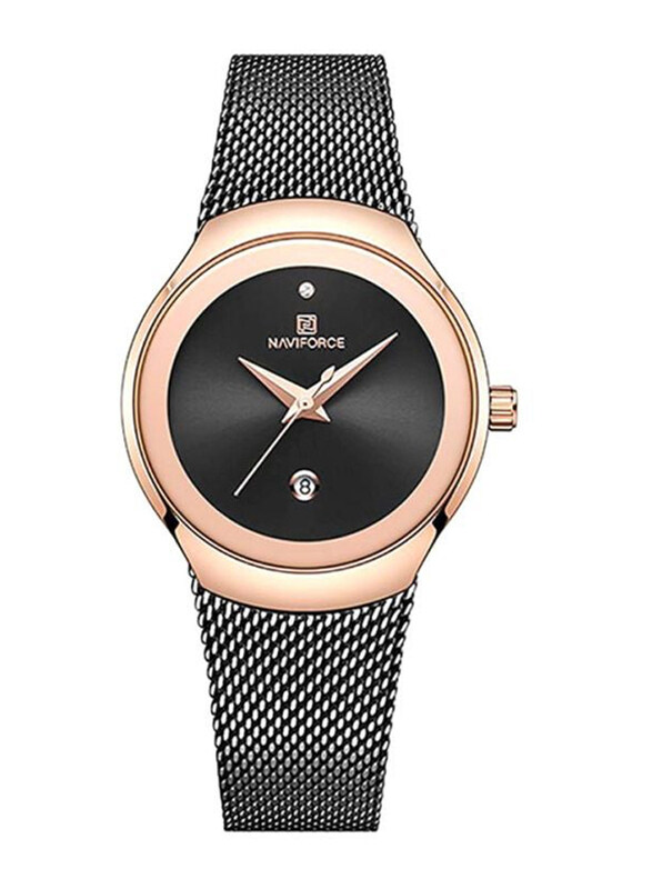 

Naviforce Analog Watch for Women with Stainless Steel Band, NF5004, Black