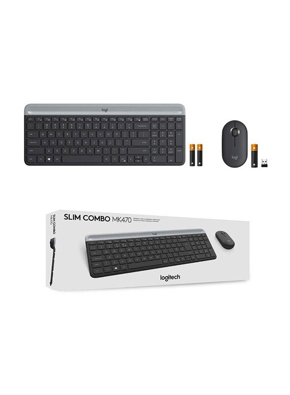 

Logitech MK470 Slim Wireless English Keyboard and Mouse Combo, Black/Grey