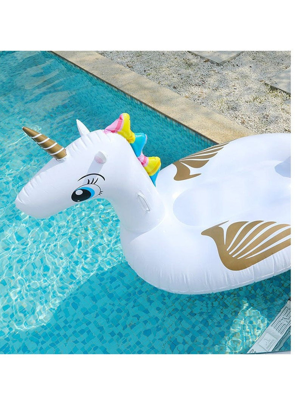 Inflatable Unicorn Pool Float, White