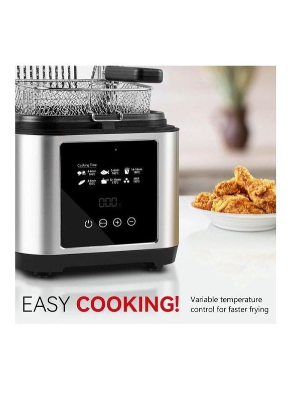 2.5L Digital Deep Fryer Capacity with Over-Heat Protection, 1200W, Black/Silver