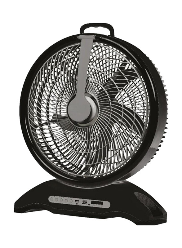 

Generic 14-inch Rechargeable Table Fan with LED Light and Music Player, Black