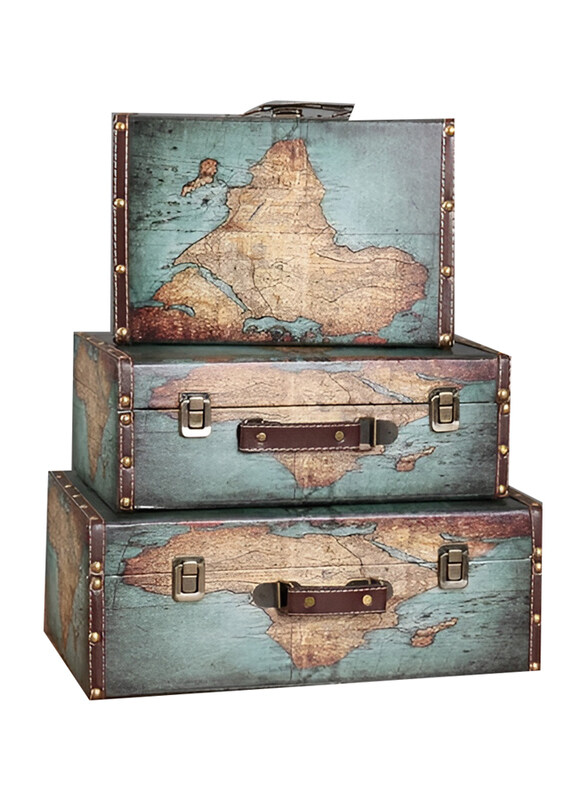 Suitcase Boxes with Handle, 3 Pieces, Multicolour