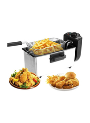 3L Stainless Steel Body Deep Fryer with 5-Speeds Temperature Control, 2000W, Silver