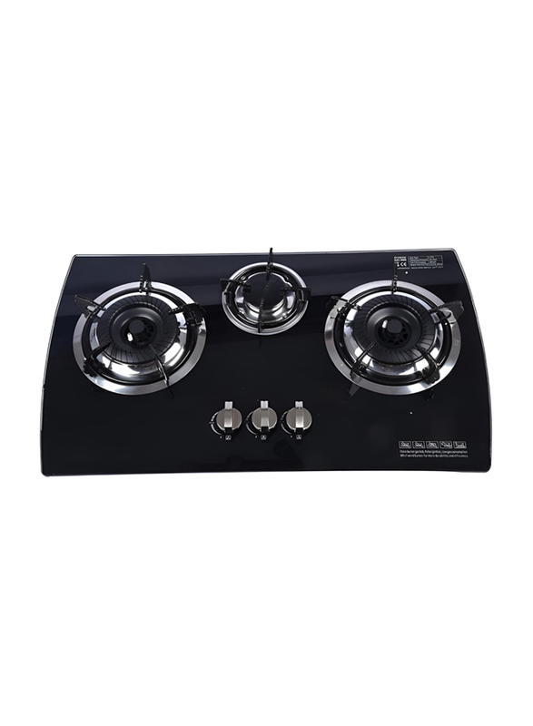 Heavy Duty Cast Iron Burners Heat Resistant 3-Burner Gas Stove, Black