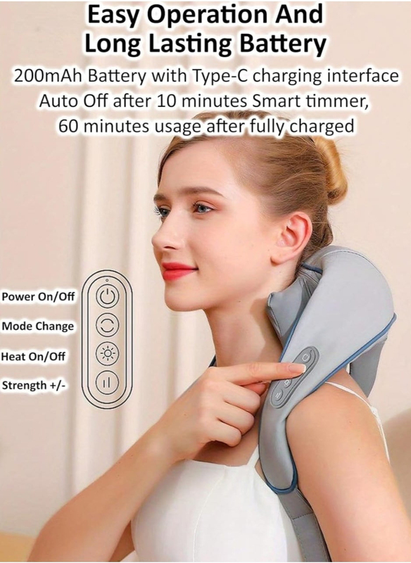 Neck and Shoulder Massager with Heat Therapy, Beige