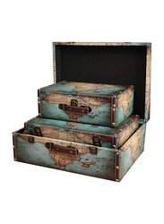 Suitcase Boxes with Handle, 3 Pieces, Multicolour