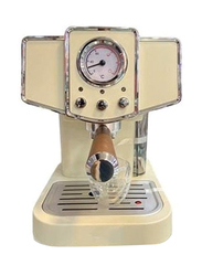 1.5L Professional Vintage Espresso Coffee Machine with Manometer and Milk Frother Cappuccino Maker, White