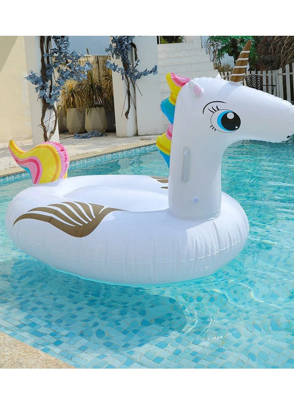 Inflatable Unicorn Pool Float, White