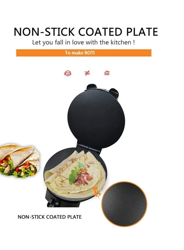 32cm Tortilla Press Non-Stick Surface Roti Maker, 1100W, Grey/Black