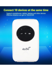 Portable Wireless 4G/5G Mobile Router with 300Mbps Speed and 3200mAh Battery, White