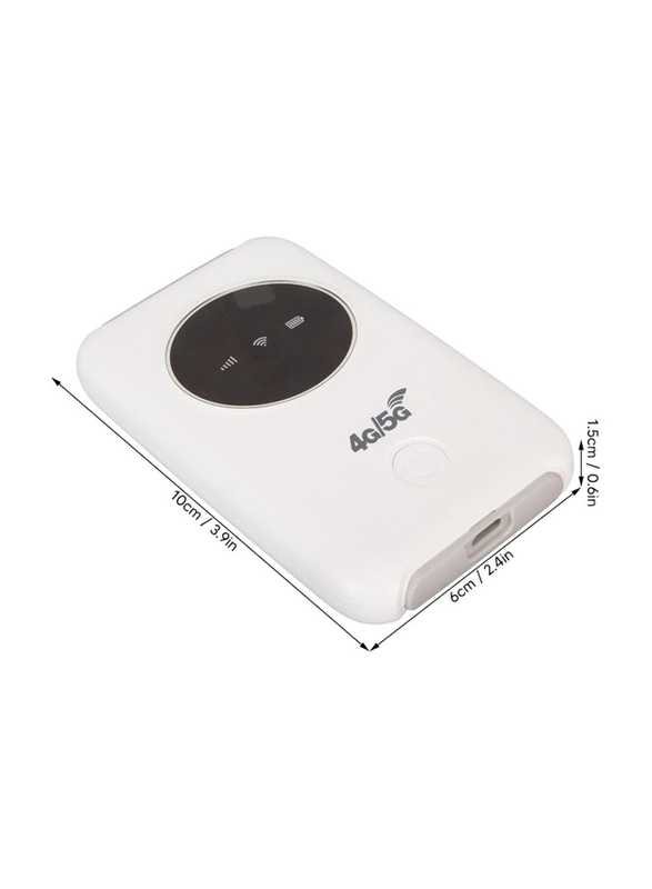 Portable Wireless 4G/5G Mobile Router with 300Mbps Speed and 3200mAh Battery, White