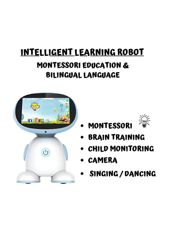 Children's Educational Learning Robot Toy with Voice Intercom, White/Blue