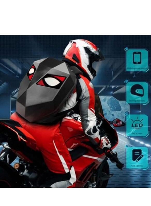 LED Motorcycle Backpack with Programmable Screen for Men, Black