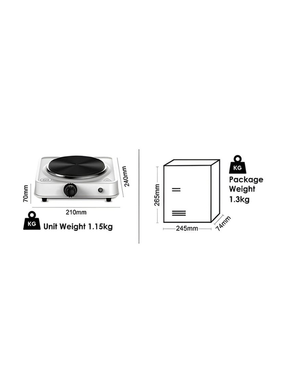 Portable Electric Burner Single Iron Hot Plate, 1500W, White