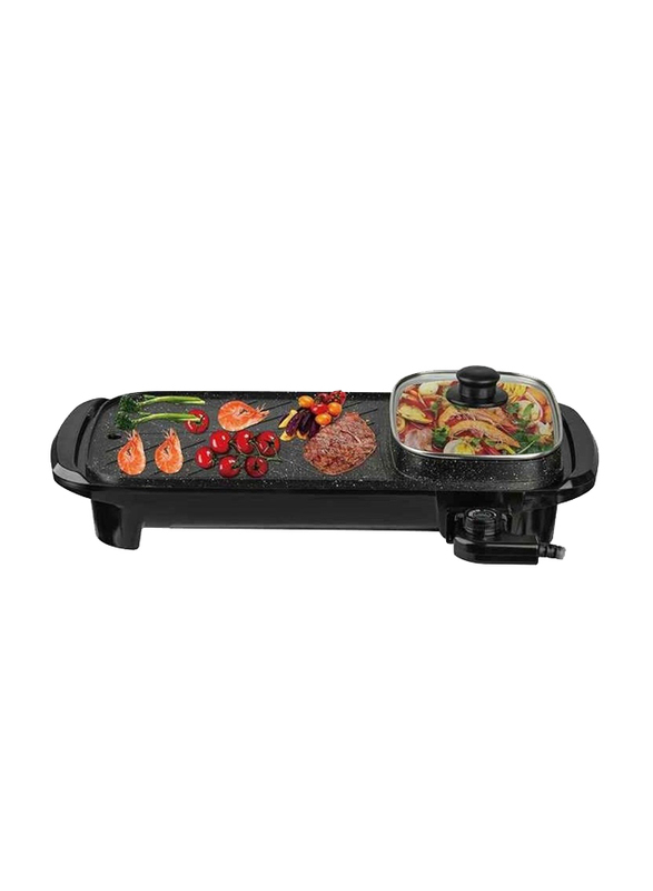 Multifunctional Baking Pan Non Stick Electric Griddle with Adjustable Temperature Control for Crepes, Black