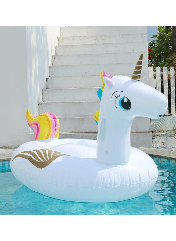 Inflatable Unicorn Pool Float, White