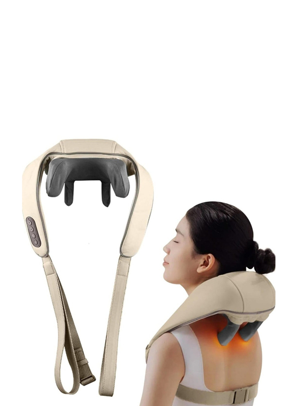 Neck and Shoulder Massager with Heat Therapy, Beige