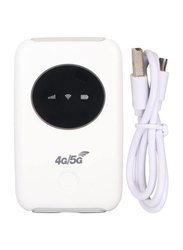 Portable Wireless 4G/5G Mobile Router with 300Mbps Speed and 3200mAh Battery, White