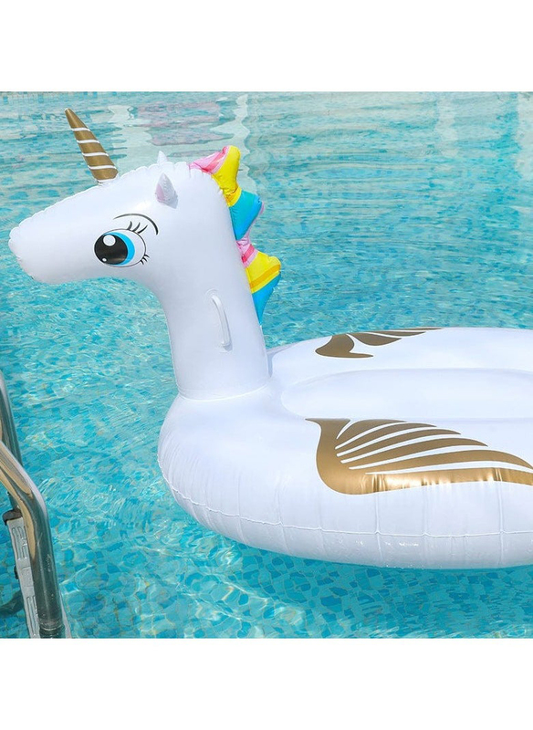 Inflatable Unicorn Pool Float, White