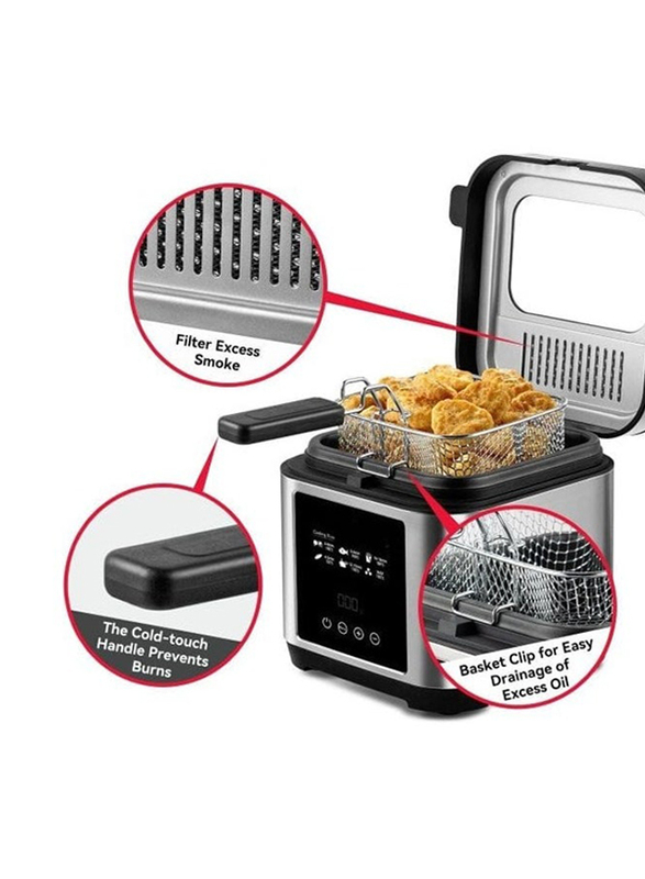 2.5L Digital Deep Fryer Capacity with Over-Heat Protection, 1200W, Black/Silver