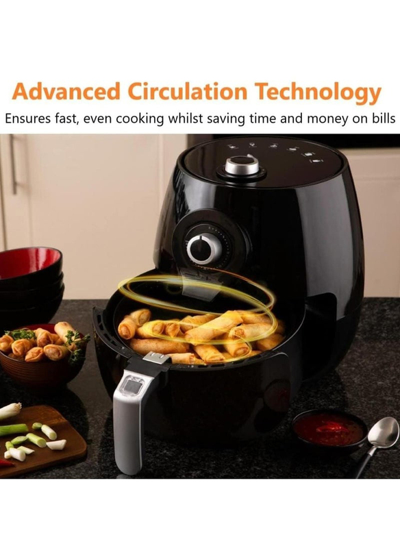 4.2L Air Fryer with Timer & Fully Adjustable Temperature Control, 1400W, Black