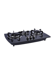 Heavy Duty Cast Iron Burners Heat Resistant 3-Burner Gas Stove, Black