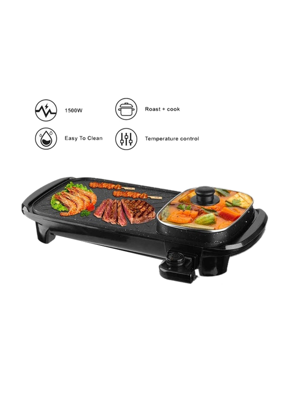 Multifunctional Baking Pan Non Stick Electric Griddle with Adjustable Temperature Control for Crepes, Black