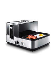 Breakfast Maker with 2 Slice Toaster and 7 Browning Setting, 1400W, Grey