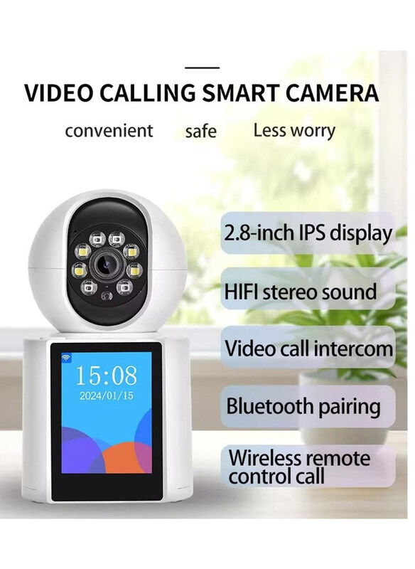 2-in-1 Indoor Wireless Security Camera, White