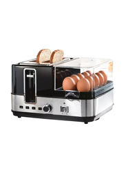 Breakfast Maker with 2 Slice Toaster and 7 Browning Setting, 1400W, Grey