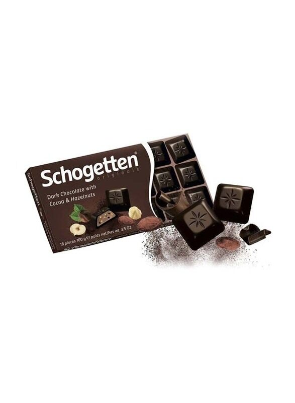 Schogetten Dark Chocolate with Cocoa & Hazelnuts, 100g