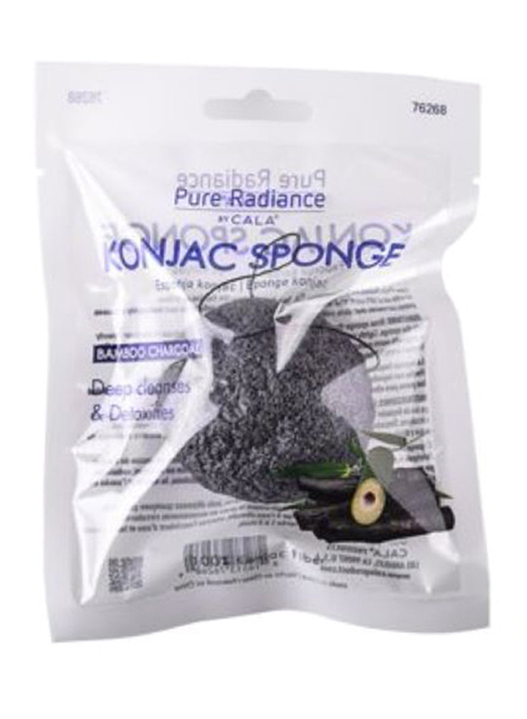 Cala Cleansing Sponge Konjac Bamboo Charcoal, Black