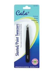 Cala Slanted Point Tweezer, Black/Silver