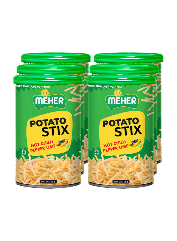 

Meher Hot Chilli Potato Stix, 6 x 45g
