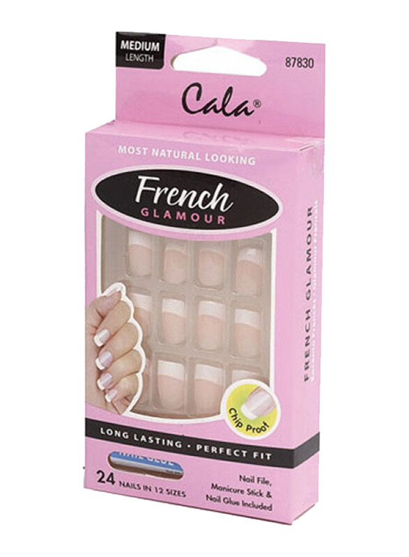 

Cala French Glamour Medium Nails, 24 Pieces, 87830, Pink