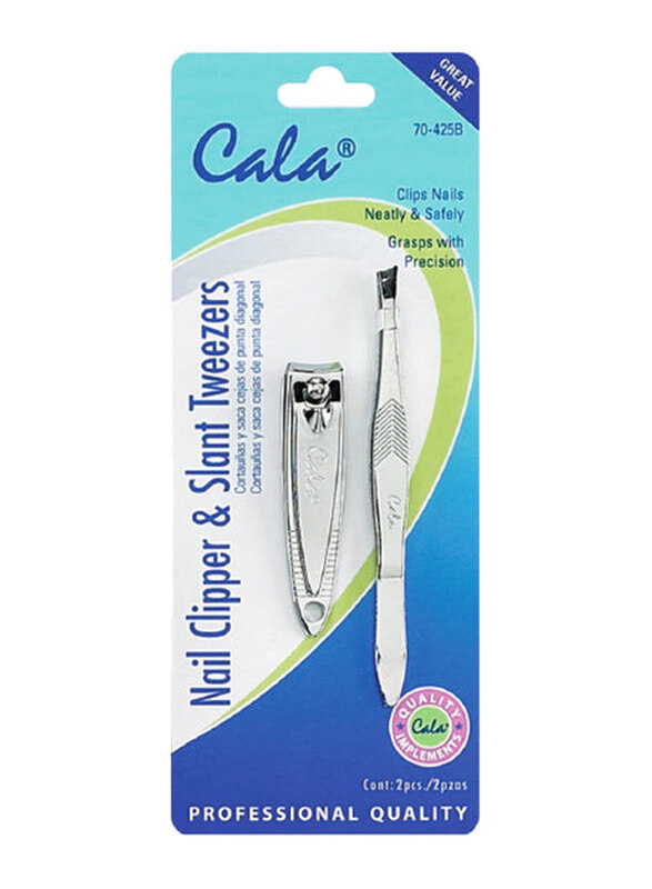 

Cala Nail Clipper & Slant Tweezers, Silver