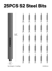 Hoto 25-in-1 Electric Precision Screwdriver Set, QWLSD010, Dark Grey