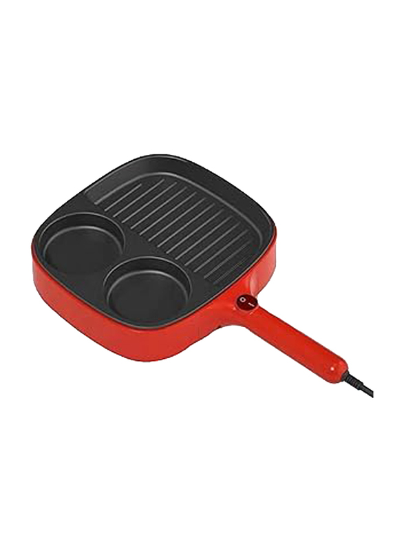 

Cool Baby Three in 1 One Divided Section Electric Breakfast Maker Grill & Frying Pan, WHD-6537-ESR, Red